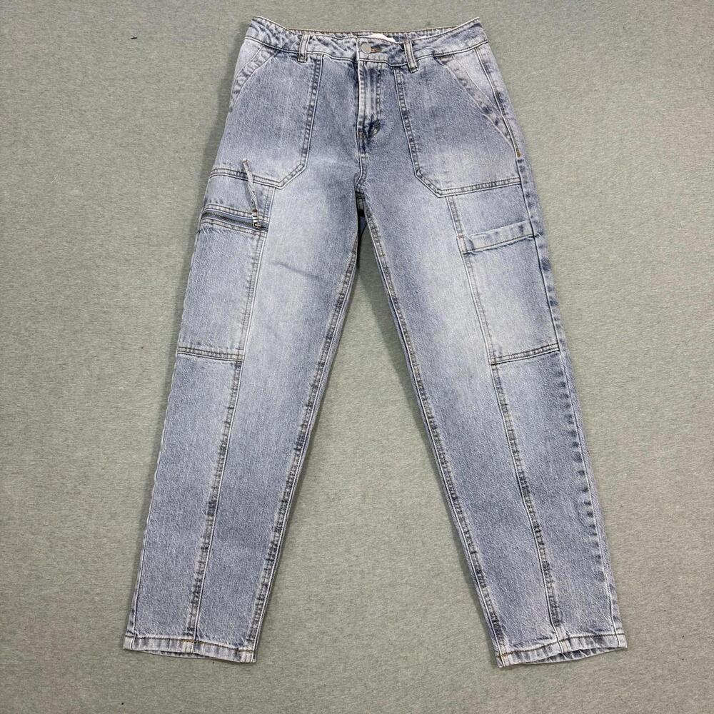 Habitual Womens Jeans Size 4/27 Light Wash Raw Hem High Rise Wide Leg Denim